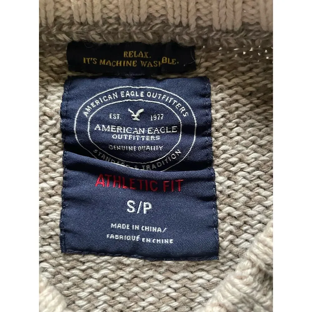 American Eagle Chunky Knit Fisherman Sweater Size Small Cotton/wool Academia AE - Picture 9 of 10